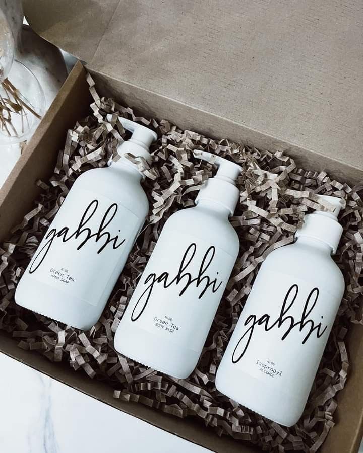 Customized Soap and Alcohol Gift Set (Category: Bath) located in Quezon City. Submitted by alwaysdeclutter (Listing ID 1402361648, Image 3). Description: Elegant gift sets perfect for any occasion. Each set includes beautifully packaged hand soap, alcohol, and body wash. Available in various styles, including black and white bottles with minimalist labels, and brown bottles with personalized labels. Ideal for gifting or personal use..