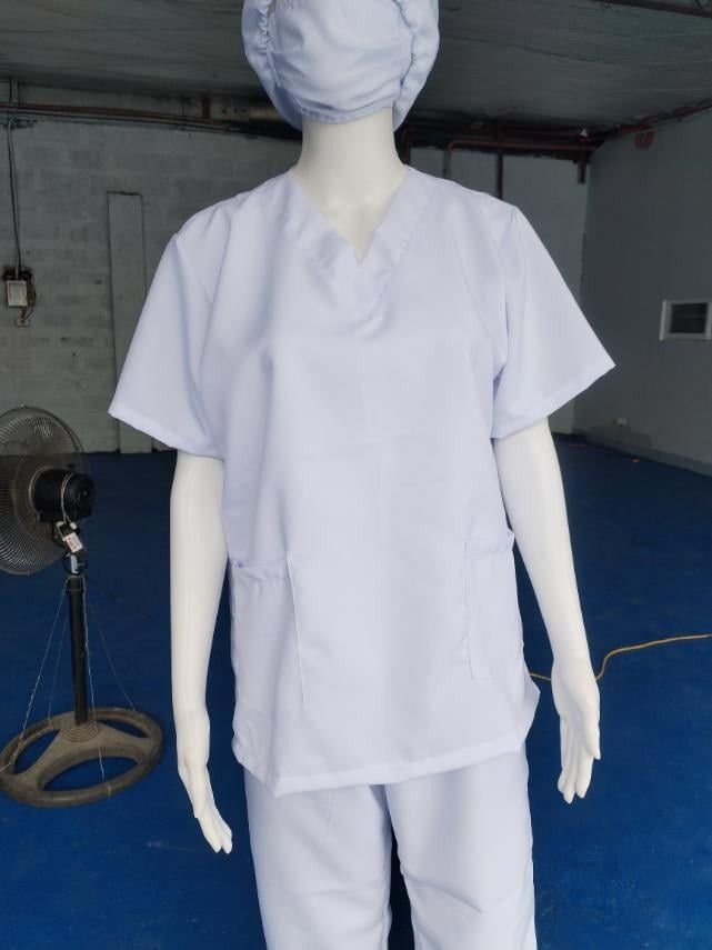 DOCMED SCRUB SUIT SET (WHITE) (Category: Medical Supplies & Tools) located in Quezon City. Submitted by zyra26 (Listing ID 1402374232, Image 1). Description: AVAILABLE SIZES: SMALL MEDIUM LARGE XL 2XL.