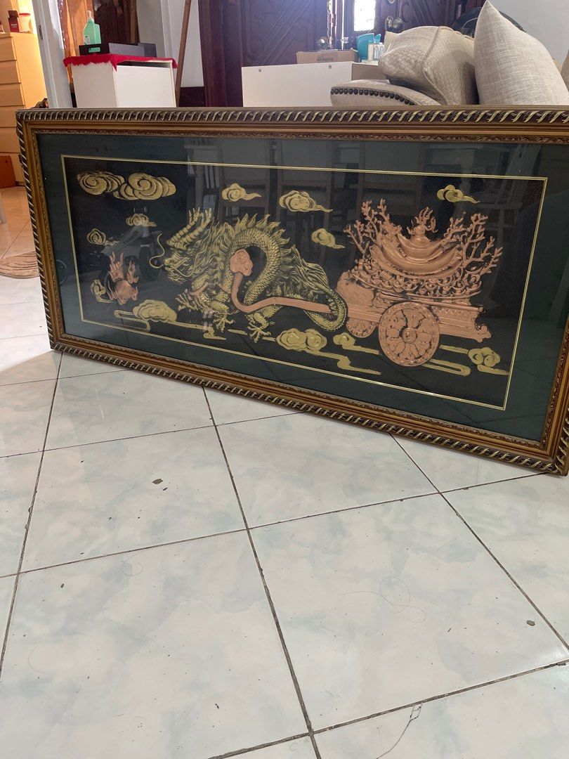 Dragon Wall Decor with Frame (Category: Wall Decor) located in Bulacan. Submitted by selling.o.l. (Listing ID 1402321457, Image 2). Description: Big Dragon Wall Decor with Frame size: 72cm x 155cm This is big and heavy wall decor dragon details #walldecor #decluttering #fengshui #frame #bigframe #decor details are intricate and is embossed saw similar item on Orange app selling for 4,200 pero smaller yung sa Orange app selling this for 2,000 only
