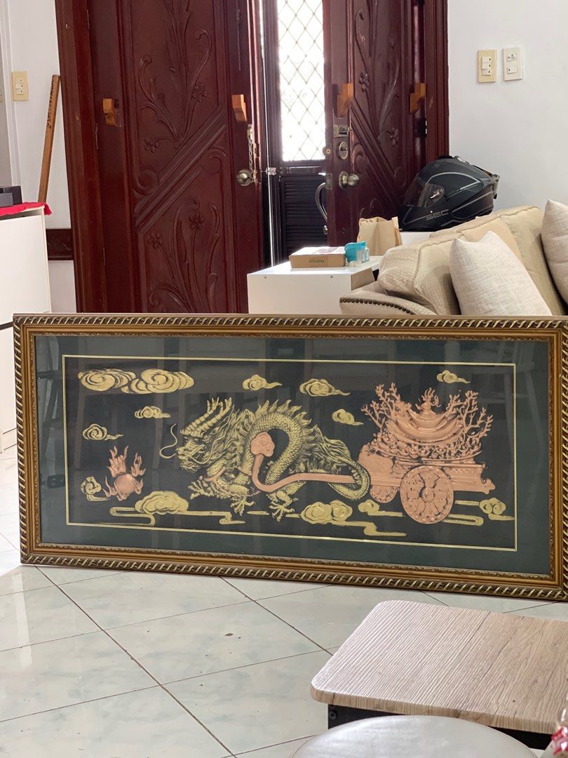 Dragon Wall Decor with Frame (Category: Wall Decor) located in Bulacan. Submitted by selling.o.l. (Listing ID 1402321457, Image 1). Description: Big Dragon Wall Decor with Frame size: 72cm x 155cm This is big and heavy wall decor dragon details #walldecor #decluttering #fengshui #frame #bigframe #decor details are intricate and is embossed saw similar item on Orange app selling for 4,200 pero smaller yung sa Orange app selling this for 2,000 only