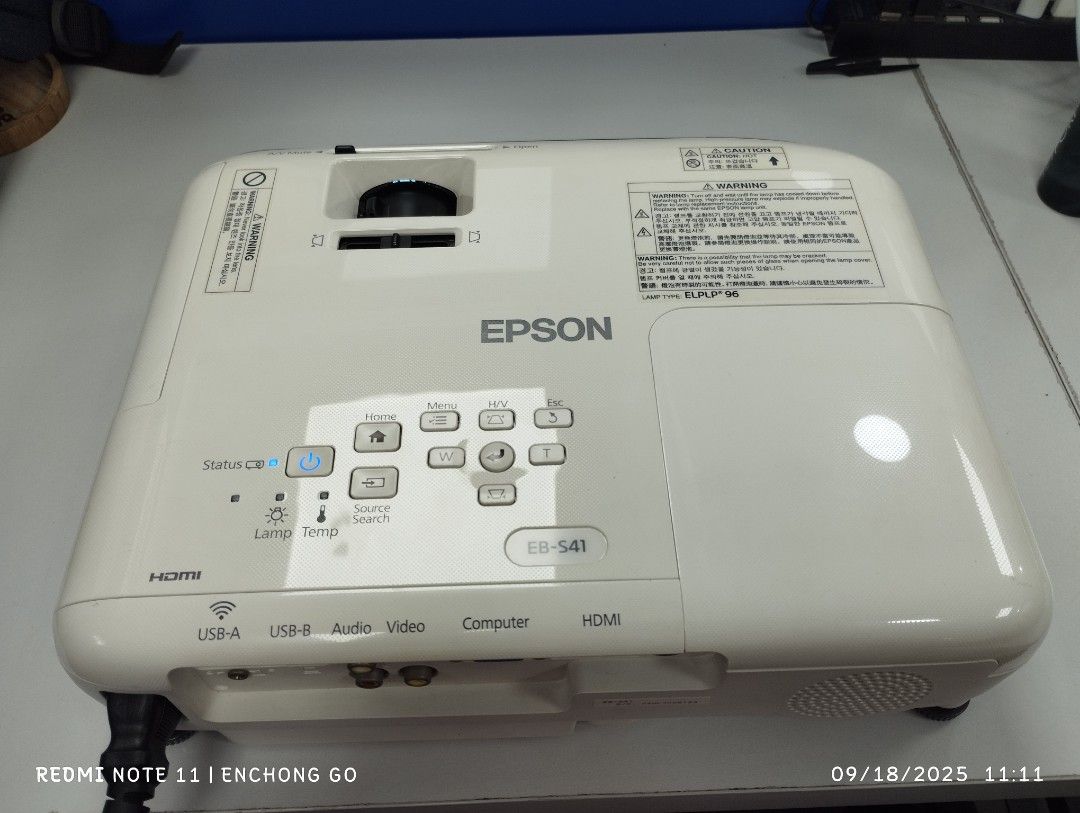 Epson Projector - RUSH (Category: Projectors) located in Manila. Submitted by projector_seller (Listing ID 1402473506, Image 2). Description: ‼️‼️ RUSH KAYA MURA‼️‼️ FOR SALE: EPSON EB-S41 3,300 lumens PROJECTOR 📌SPECS: • Projection System: 3LCD, 3-chip technology • Native Resolution: 800 x 600 (SVGA) • Color Brightness: 3,300 lumens • White Brightness: 3,300 lumens • Resolution, Projectors Facets: SVGA • Aspect Ratio: 4:3 • Contrast Ratio, Proj