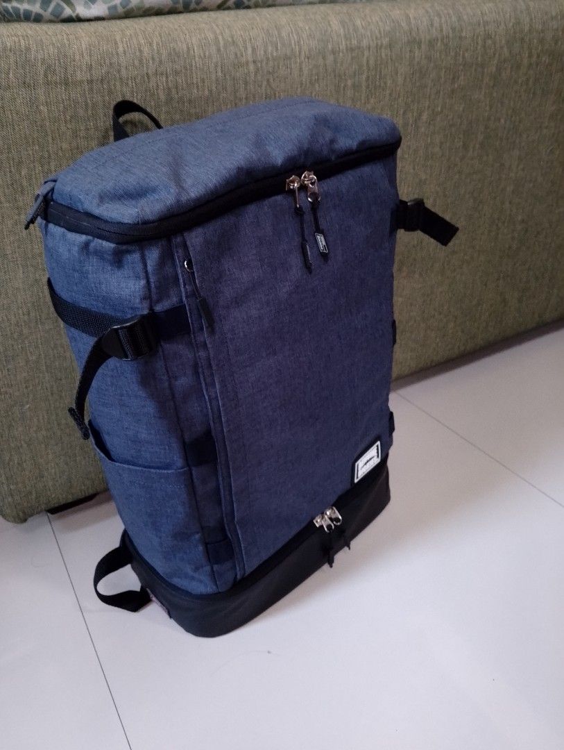 Genuine Dickies Big Backpack (Category: Backpacks) located in Binangonan. Submitted by stufflikedat (Listing ID 1402367711, Image 3). Description: Genuine Dickies 73-17 big & square 2-layer backpack for commuting travelling school work or gym with shoes compartment, denim ash blue polyester material in excellent pre-loved condition, all zippers are intact no tear or loose threads, approx height 20.5" x width 13" x depth 6.9" 5 pockets (4 exterior
