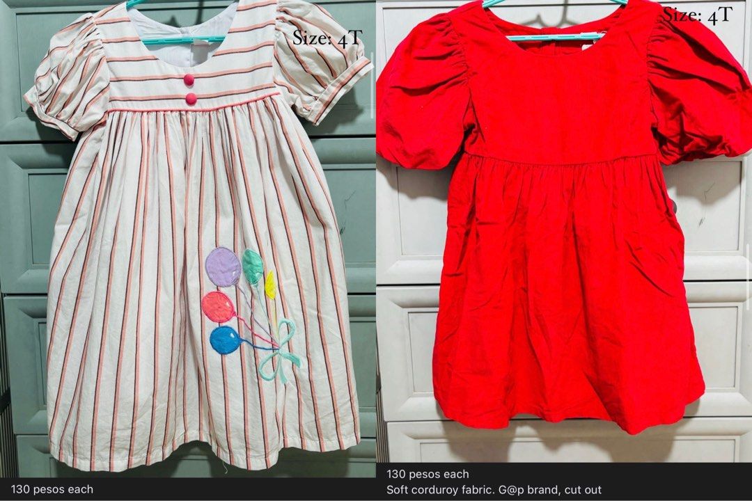 Girls' Dresses - Various Designs and Sizes (Category: Babies & Kids Fashion) located in Quezon City. Submitted by gen.olbis (Listing ID 1402302042, Image 3). Description: Preloved dresses for twins 💓 Price starts at 75 pesos, nothing above 130 pesos All in very good condition. Wore 4-5x only Please refer to each picture for price and size Loc: Batasan hills QC.