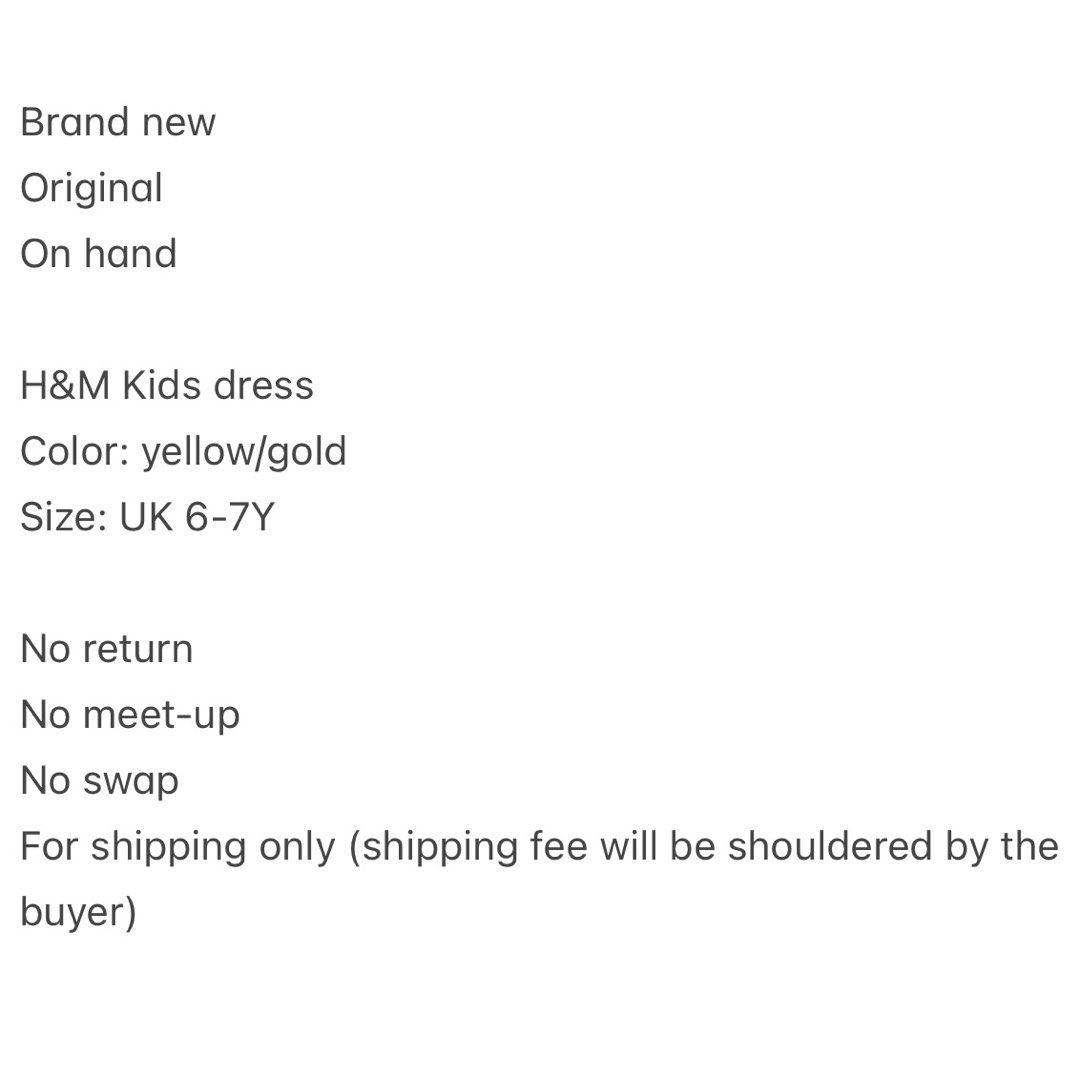H&M Kids Dress (Category: Babies & Kids Fashion) located in Bulacan. Submitted by kallyseconds (Listing ID 1402381561, Image 2). Description: .