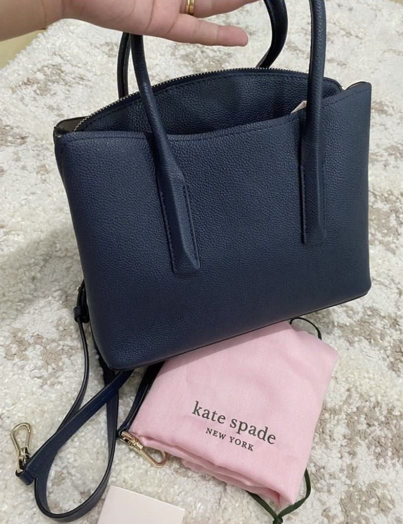 Kate Spade Navy Blue Satchel Bag (Category: Luxury Bags & Wallets) located in Bulacan. Submitted by aksantos10 (Listing ID 1402302988, Image 3). Description: With strap and dustbag Almost new.