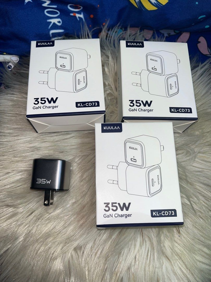 Kuulaa Adapter 35 watts fast charge (Category: Cables & Adaptors) located in Mandaluyong City. Submitted by bernz_10 (Listing ID 1402395536, Image 1). Description: 📌KUULAA ADAPTOR - TYPE C OUTPUT ( 35 WATTS GAN CHARGER- FAST CHARGE) FOR ONLY 300.00.