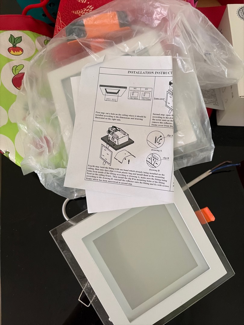 LED Square Panel Light (4), Furniture & Home Living, Lighting & Fans ...