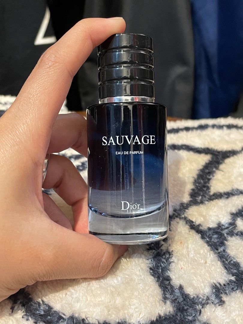 Mini Dior Sauvage Eau de Parfum (Category: Fragrance & Deodorants) located in Marikina City. Submitted by stolenph (Listing ID 1402400569, Image 1). Description: - Self Authentic Dior Sauvage Eau de Parfum - Features a dark blue gradient bottle - Black, ridged cap - Perfect for your fragrance collection - 25ml - No box included, pero safe naman na makakarating sayo .