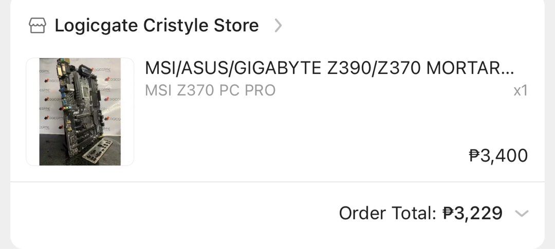 MSI Z370 PC PRO MOTHERBOARD (Category: Other Gadgets) located in Bulacan. Submitted by ehysm (Listing ID 1402387859, Image 2). Description: Only checked if its working. Never been used..