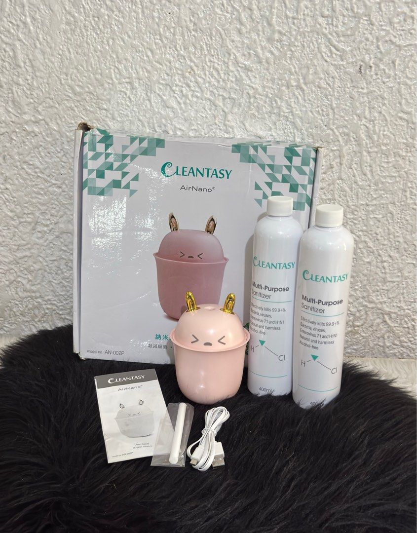 New Cleantasy Airnano Diffuser (Category: Air Purifiers & Dehumidifiers) located in Paranaque City. Submitted by dalle_closet (Listing ID 1402326319, Image 1). Description: Brandnew With sealed 2 pcs Multi Purpose Sanitizer wala expiration na nakalagay pero MFD 2020 Working well ung diffuser.
