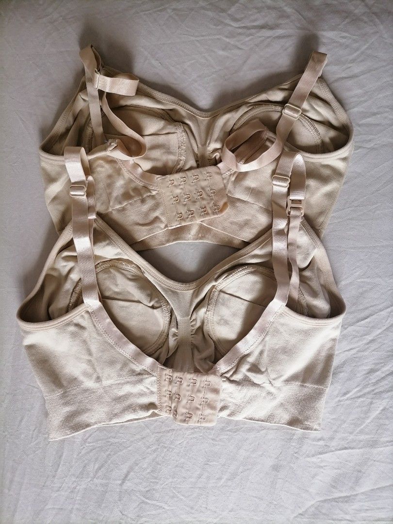 Pump / Nursing Bra Beige (set of 2) (Category: Maternity wear) located in Quezon City. Submitted by alytn (Listing ID 1402327796, Image 2). Description: Like new, used only a few times since we do direct latching. - Beige nursing bra - Adjustable straps - Clasp closure at the back - Designed for easy breastfeeding access - Seamless design for comfort.
