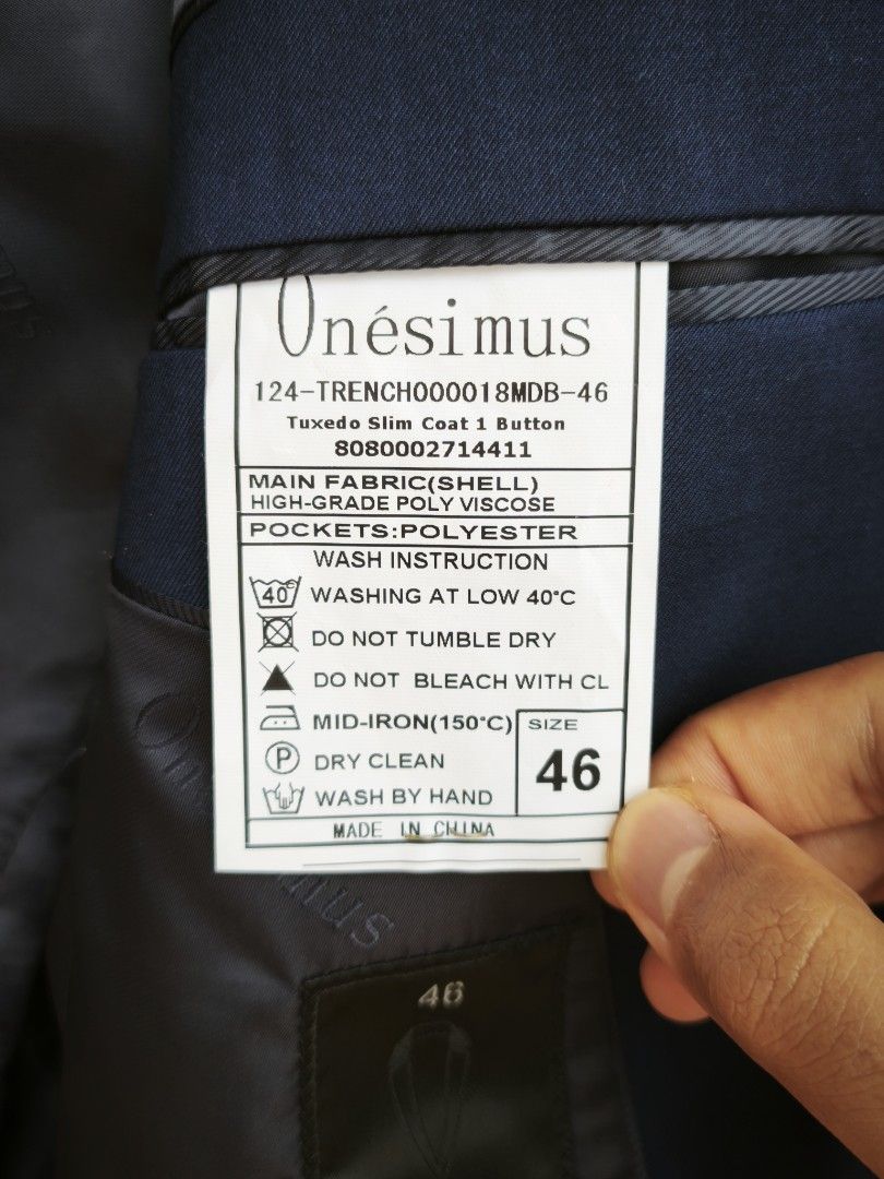 Onesimus Tuxedo Slim Coat 1 Button Suit (Category: Coats, Jackets and Outerwear) located in Bulacan. Submitted by lapd777 (Listing ID 1402331115, Image 3). Description: The suit was used once for a wedding. Kindly send me a message if you have other questions. Thank you..