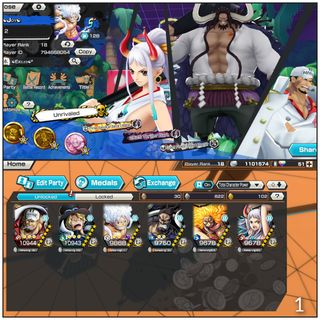 Compte Android One Piece Bounty Rush (OPBR) - Avec 6 EX (Garp, Roger, Kaido...) +300 Fragments - Neuf