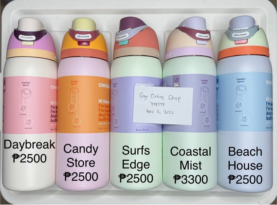 Owala FreeSip 32oz Water Bottles (Category: Water Bottles & Tumblers) located in Paranaque City. Submitted by guyonlineshop (Listing ID 1402329285, Image 1). Description: Onhand owala items.