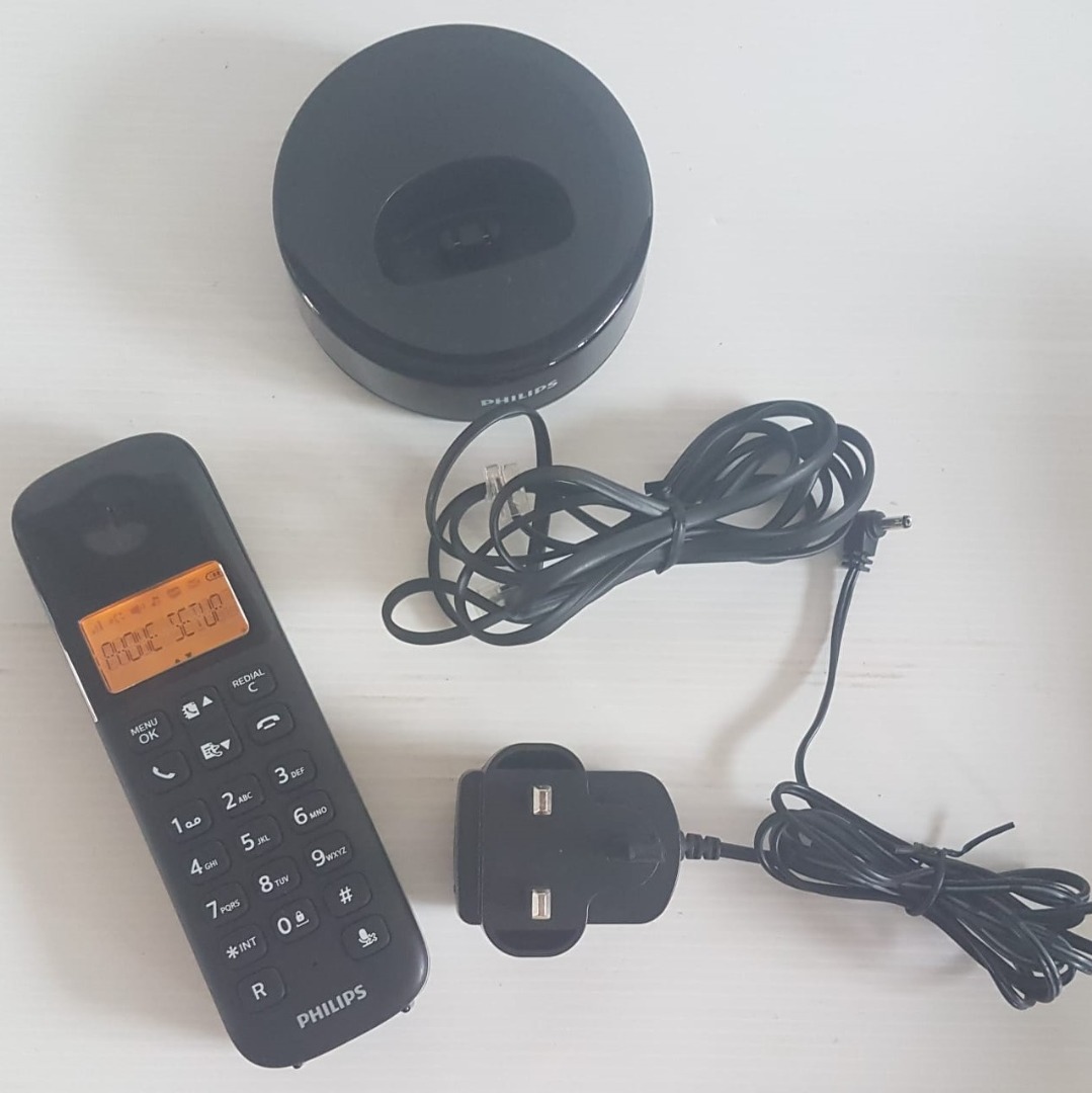 Philips Cordless Telephone, Model D130, Cool Black Mobile Phone ...