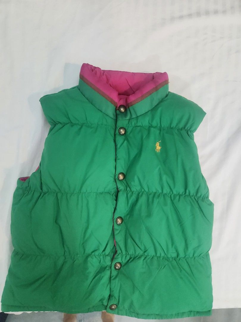 POLO RALPH LAUREN reversible thick puffer vest (Category: Babies & Kids Fashion) located in San Juan City. Submitted by rdlr5050 (Listing ID 1402311403, Image 1). Description: will surely keep your girl warm and looking fashionable in cold weather! RFS: used during one trip, but already outgrown by my daughter. condition: like new.