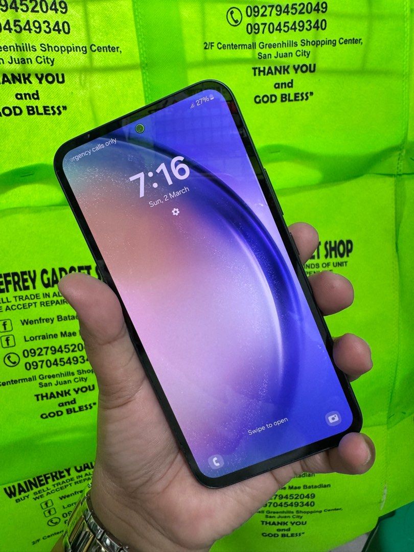 Samsung A54 5G 8/256 (Category: Samsung) located in San Juan City. Submitted by wainefreygadgetshop (Listing ID 1402322257, Image 1). Description: Samsung A54 5G 8/256gb (PLEASE SEARCH NYO NALANG FULL SPECS) ALL GOODS AT WORKING NO REPAIR HISTORY GAMING PHONE PEDE PANG BACK UP PHONE CAMERA SOBRANG LINAW ,makinis pede sa maarte bawal sa nag iinarte check to sawa bago bayaran. NO ISSUE GAWAN MO NALANG 😊 For fast transaction call/text 09279452049,0