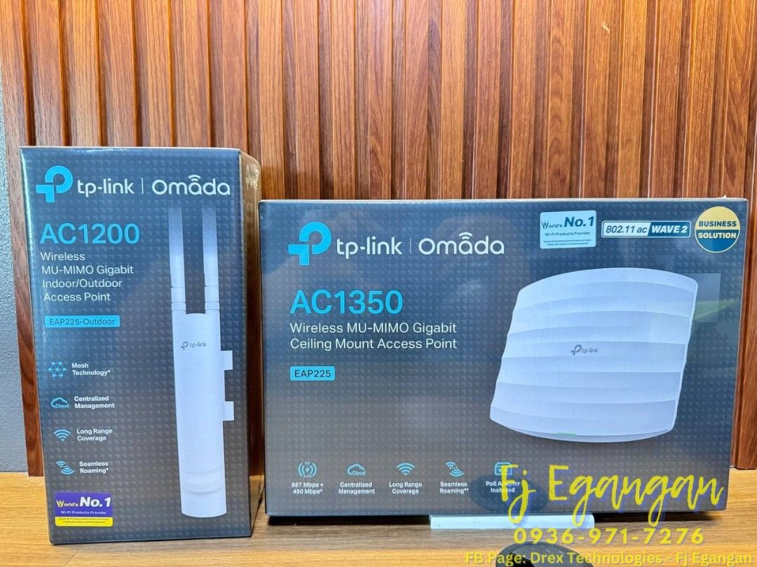 TP-LINK Access Point & TP-LINK CPE (Category: Networking) located in Pasig City. Submitted by fjEgangan (Listing ID 1402373527, Image 3). Description: TP-LINK Access Point & TP-LINK CPE Indoor: ✅️ EAP110 300Mbps Ceiling Mount ✅️ EAP115 300Mbps Ceiling Mount ✅️ EAP225 AC1350 Ceiling Mount Dual-Band ✅️ EAP245 AC1750 Ceiling Mount Dual-Band ✅️ EAP265 AC1750 Ceiling Mount Dual-Band ✅️ EAP610 AX1800 Ceiling Mount WIFI 6 Dual-Band ✅️ EAP620 HD AX1800 C