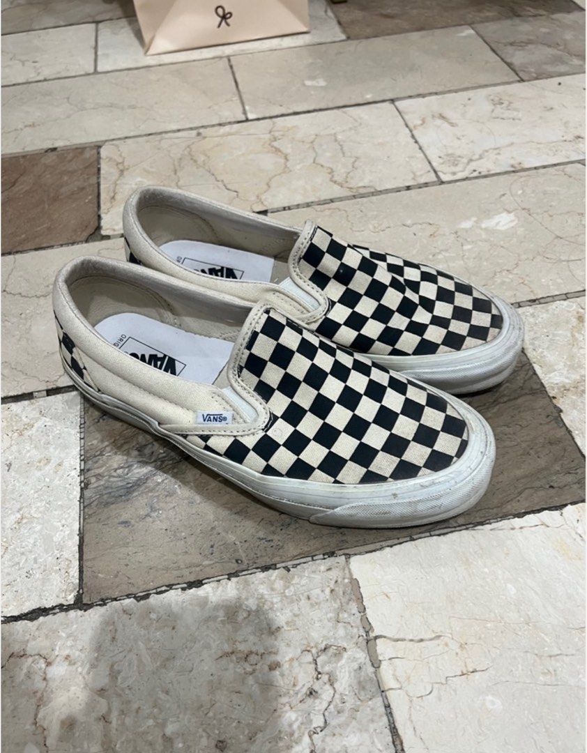 Vans Vault - OG Slip On LX - Black White Checkerboard (Category: Sneakers) located in Marikina City. Submitted by closetbyalexa (Listing ID 1402370149, Image 3). Description: Vans Vault - OG Slip On LX - Black White Checkerboard Size: US 8.5 men’s - Excellent condition - Minimal heel drag - Needs cleaning - WITH BOX Nego.
