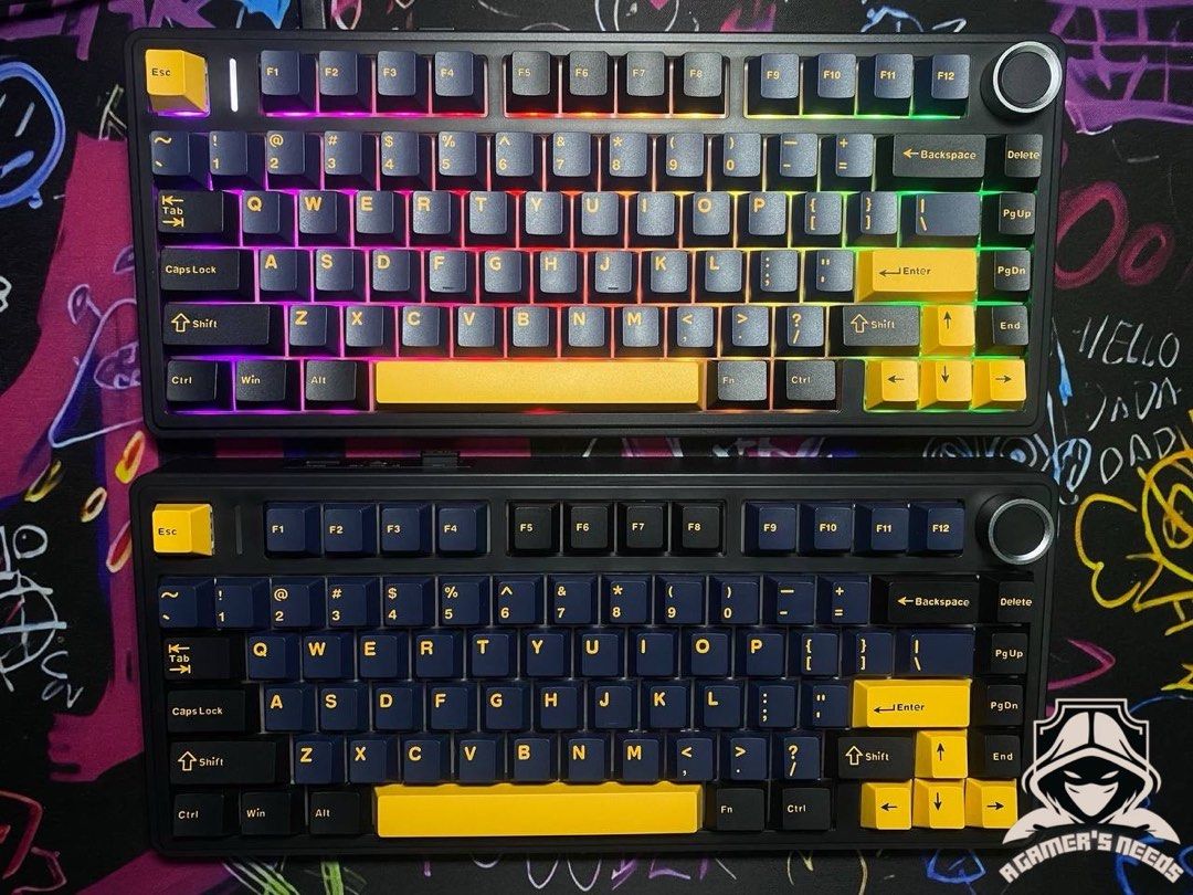 AULA F75 - Mechanical Keyboard (Category: Computer Keyboard) located in Tarlac. Submitted by agamersneeds (Listing ID 1400273013, Image 3). Description: [FOR SALE] - Multiple stocks available Aula F75 (Brand-new) Price: ₱1,650 - ₱1,750 SRP: ₱2,899 VARIANTS AVAILABLE - Gradient Gray - Reaper Axis (SOLD OUT) - Glacier Blue - Reaper Axis (₱1,650) - Thunder Black - Gray Wood Shaft (SOLD OUT) QUICK SPECS - Tri-mode Connectivity - Gasket Structure & Ho