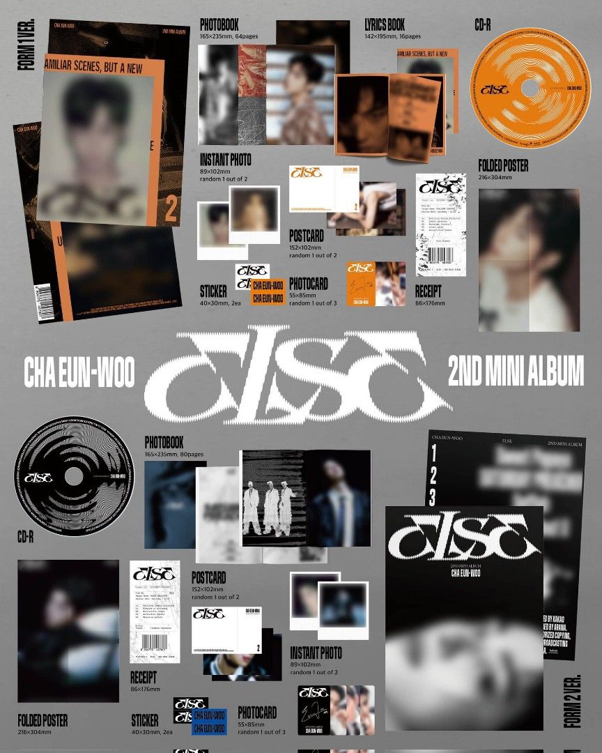 Cha Eun-Woo "Else" Form 1&2 Versions Set ✅️Apple Music POB (Category: K-Wave Merchandise) located in Cainta. Submitted by shopchelonline (Listing ID 1402608218, Image 1). Description: Cha Eun-Woo "Else" Form 1&2 Versions Set ✅️Apple Music POB 🛒2,285.00 each(all in) + LSF DP: 50% PAYO RB: 15 days after DP excluding Sundays; NETA 💎Pre-order - NO RUSH SHIPPING 💎Korea Pasabuy - NORMAL ETA 💎Colors may vary due to lighting. 💎Availability and price