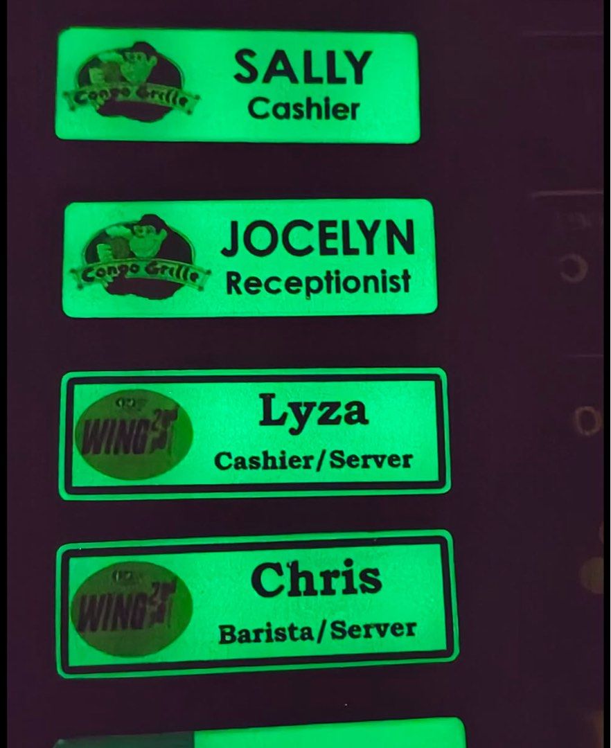 Customize name plates or name tag (Category: Looking For) located in Makati City. Submitted by camposbelle_shark (Listing ID 1402649428, Image 3). Description: PERSONALIZED / MADE TO ORDER NAME PLATE we can also do your name plate glowing in the dark☺️ applicable for for students, school, restaurants, waiter employees, maritime, security guards, beauty salons, nursing students and the like available in metallic gold metallic silver white comes wi