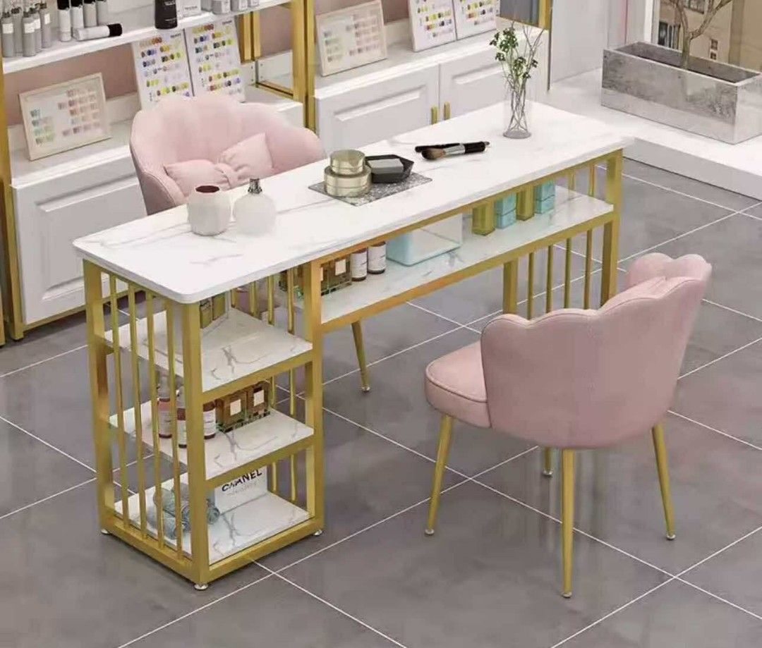 Dressing make up table (Category: Tables & Sets) located in Manila. Submitted by dolorchris69891 (Listing ID 1402558307, Image 1). Description: Dressing Make Up Table mdf laminate top (marble design) gold painted metal frame and legs 100cm 3,100 120cm 3,250 100cm with side shelves 3,550 120cm with side shelves 3,750 100cm with drawers 4,100 120cm with drawers 4,250.