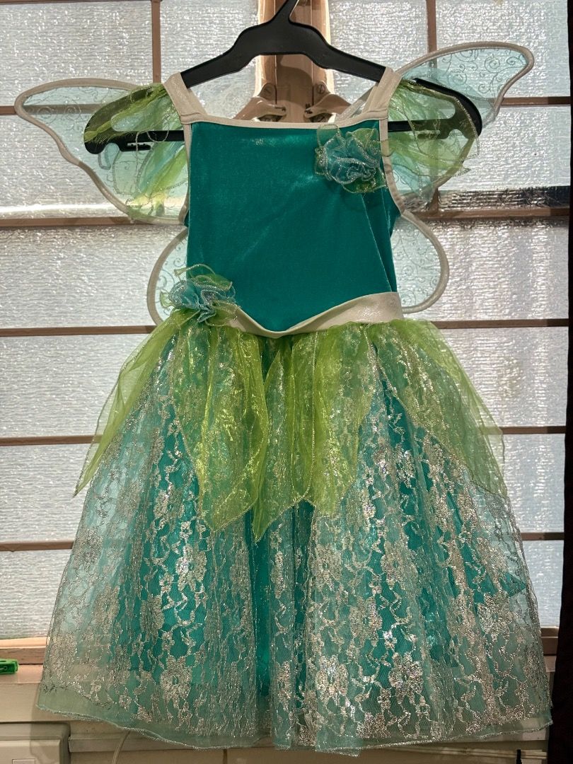 Fairy Costume with Wings (Category: Babies & Kids Fashion) located in Manila. Submitted by venuskithl83861 (Listing ID 1402485139, Image 1). Description: - Child's fairy costume - Teal bodice with white trim - Layered skirt: teal lace base with green and teal overlays - Includes matching fairy wings - Ideal for dress-up or themed parties.