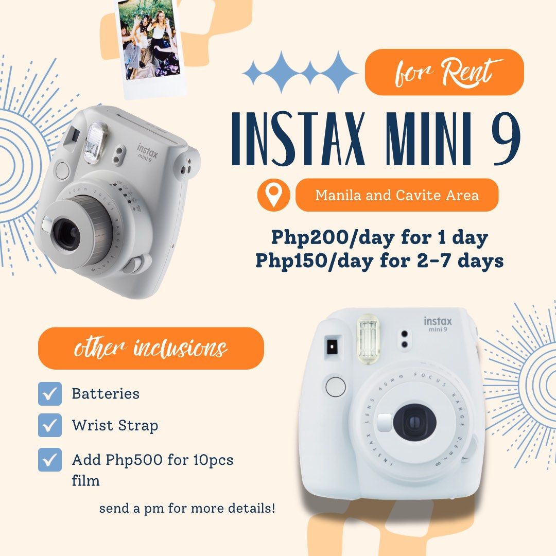 Instax Mini 9 - For Rent (Cavite/Manila) (Category: Cameras) located in Manila. Submitted by brbjuuling (Listing ID 1402538056, Image 1). Description: dm me for more details! .