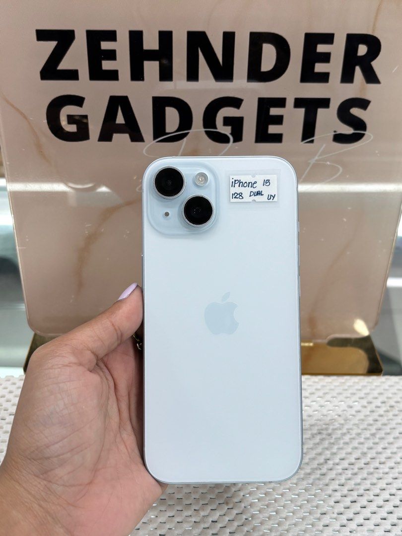 iPhone 15 128GB OPENLINE (DUAL SIM) (Category: iPhone 15 Series) located in San Juan City. Submitted by desireebayal96 (Listing ID 1402642727, Image 1). Description: iPhone 15 (BLUE) * 128GB * DUAL SIM * OPENLINE * ANY SIM * CH VARIANT * 88% BATTERY HEALTH (ORIGINAL NOT BOOSTED CAN CHECK 3UTOOLS) * 97% SMOOTH * NO ISSUE * NO HISTORY OF REPAIR * NOT REFURBISHED * FACE ID & TRUETONE WORKING * UNIT ONLY NOTE: HINDI PO MASYADONG MAKINIS. (PLEASE CHEC