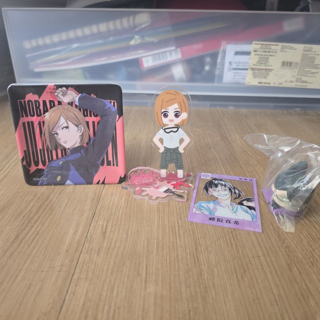 Jujutsu Kaisen Nobara & Maki Set (Category: Designer & Blind Box Toys) located in Pasig City. Submitted by itsizziee (Listing ID 1402482879, Image 2). Description: Must buy as a SET only Includes: JJK Nobara Kugisaki & Maki Zenin - Nobara plate - Nobara acrylic stand - Maki acrylic card - Maki onemutan Gcash & BDO Lalamove.