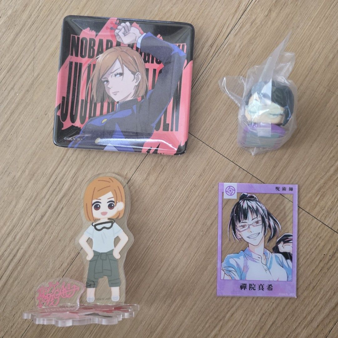 Jujutsu Kaisen Nobara & Maki Set (Category: Designer & Blind Box Toys) located in Pasig City. Submitted by itsizziee (Listing ID 1402482879, Image 1). Description: Must buy as a SET only Includes: JJK Nobara Kugisaki & Maki Zenin - Nobara plate - Nobara acrylic stand - Maki acrylic card - Maki onemutan Gcash & BDO Lalamove.