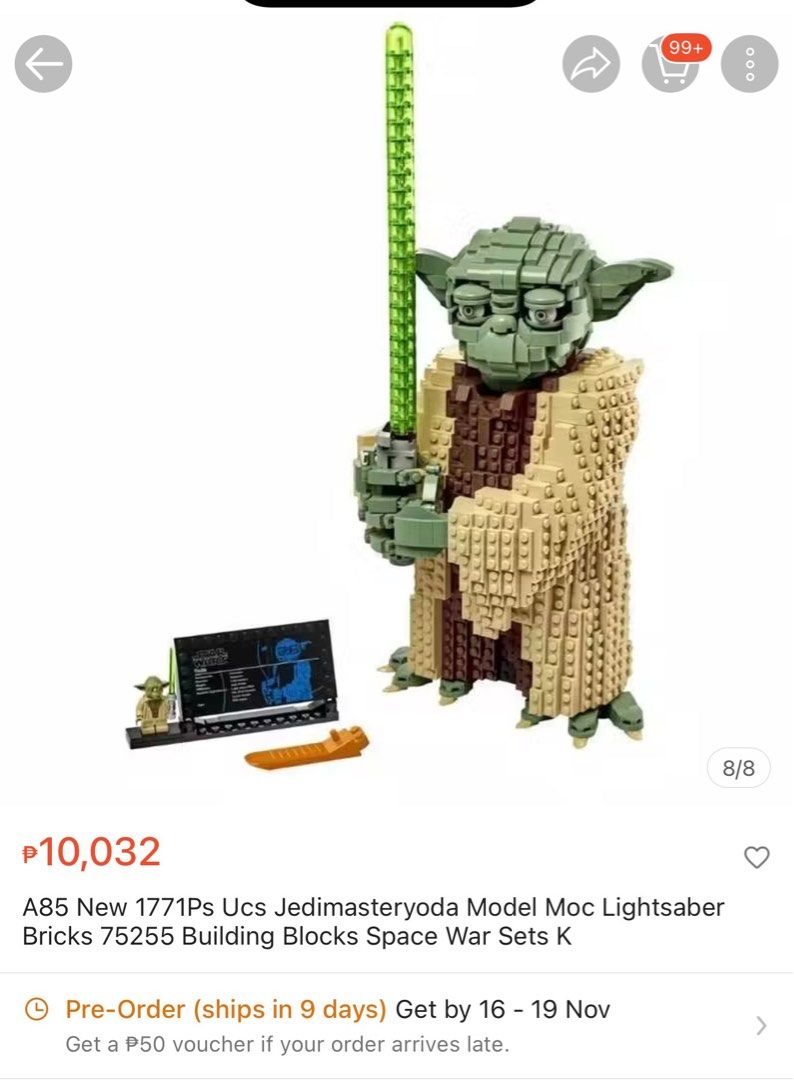 LEGO Star Wars Yoda 75255 Building Blocks (Category: Lego & Building Sets) located in Quezon City. Submitted by jake_labro (Listing ID 1402600529, Image 2). Description: LEGO YODA brand new with defective box Slightly Negotiable.
