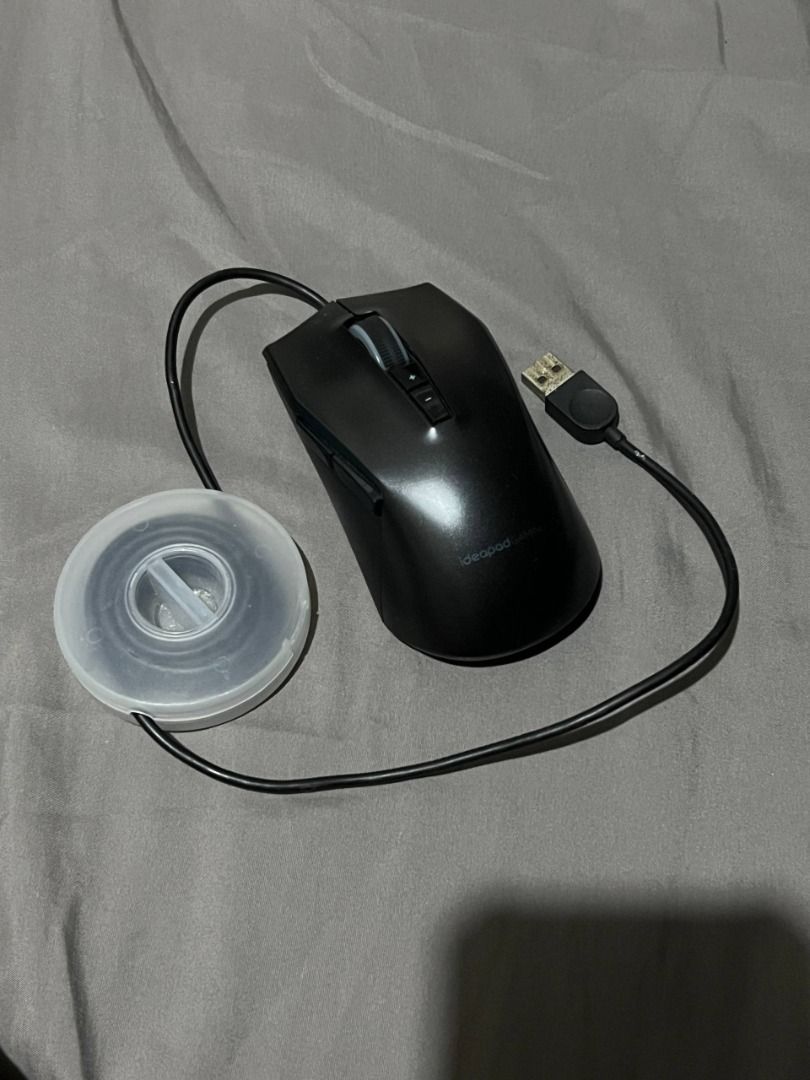 Lenovo IdeaPad Gaming M100 RGB Mouse (Category: Mouse & Mousepads) located in Pasig City. Submitted by hazzelle.co (Listing ID 1402481317, Image 2). Description: Lenovo IdeaPad Gaming M100 RGB Mouse Used since 2023 (included with my Lenovo laptop) — Fully functional, no issues — RGB light works properly — Plug and play via USB — Slight shine from normal use, no scratches or damage — No box (came in plastic packaging with the laptop) Price: ₱400 L