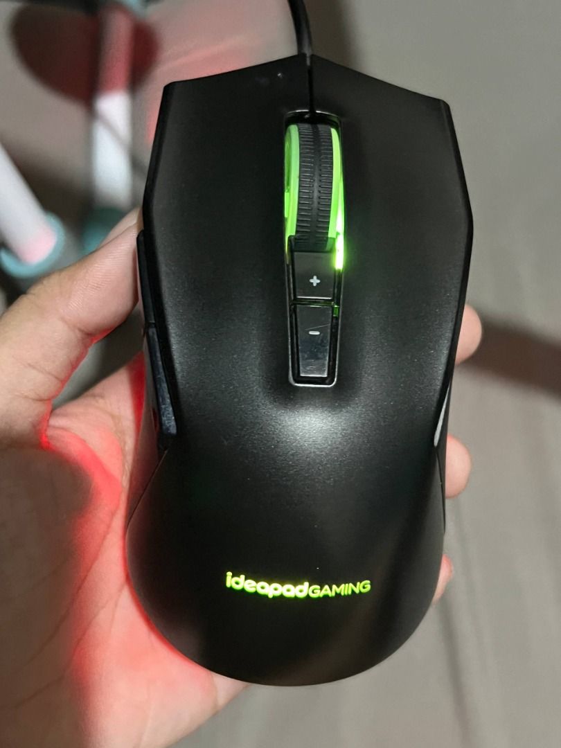 Lenovo IdeaPad Gaming M100 RGB Mouse (Category: Mouse & Mousepads) located in Pasig City. Submitted by hazzelle.co (Listing ID 1402481317, Image 1). Description: Lenovo IdeaPad Gaming M100 RGB Mouse Used since 2023 (included with my Lenovo laptop) — Fully functional, no issues — RGB light works properly — Plug and play via USB — Slight shine from normal use, no scratches or damage — No box (came in plastic packaging with the laptop) Price: ₱400 L