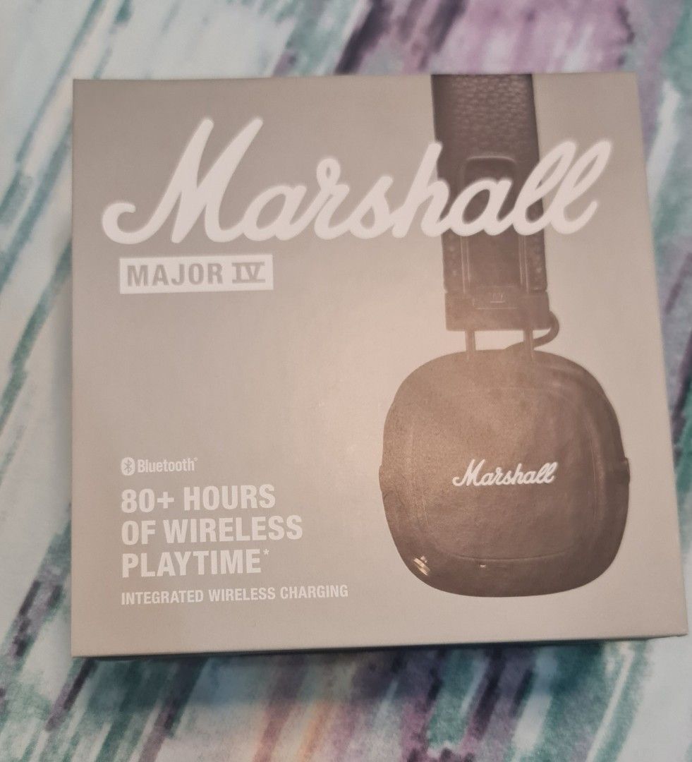 Marshall Major IV Bluetooth Headphones (Category: Headphones & Headsets) located in Manila. Submitted by eithne128 (Listing ID 1402478737, Image 1). Description: - Marshall Major IV Headphones - 80+ hours of wireless playtime - Wireless charging - Bluetooth connectivity - Features the Marshall logo and Major IV model name - Stylish and functional design.