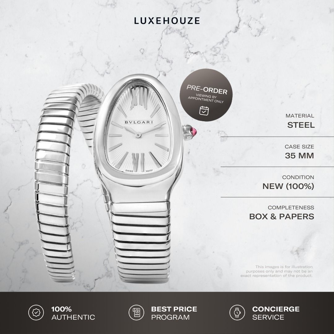 New Aug 2025 Bulgari Serpenti Tubogas Watch 101817 Silver (Category: Watches) located in Singapore. Submitted by luxehouze (Listing ID 1402326616, Image 1). Description: READY FOR EXTRA DEALS? Join our Community for special offers and latest arrivals! //bit.ly/LHWatchesSG Luxehouze is your trusted marketplace to buy and sell luxury goods. Luxehouze SG Pte Ltd is a licensed luxury goods marketplace and regulated dealer. WHY US? 100% Authentic with