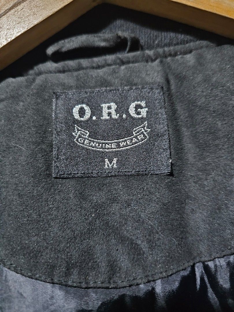 O.R.G Suede Bomber Jacket (Category: Coats, Jackets and Outerwear) located in Las Pinas. Submitted by theloopcloset (Listing ID 1402587987, Image 2). Description: O.R.G Suede Bomber Jacket Size: Medium Dimensions: 22x26 300+sf.