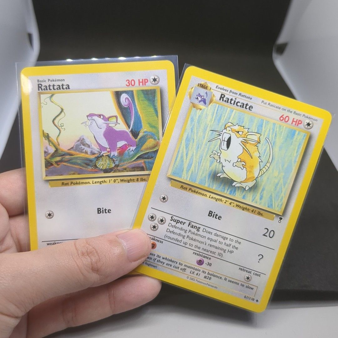 Rattata 61/102 Raticate 40/102 Common Base Set WOTC 1999 Pokemon ...