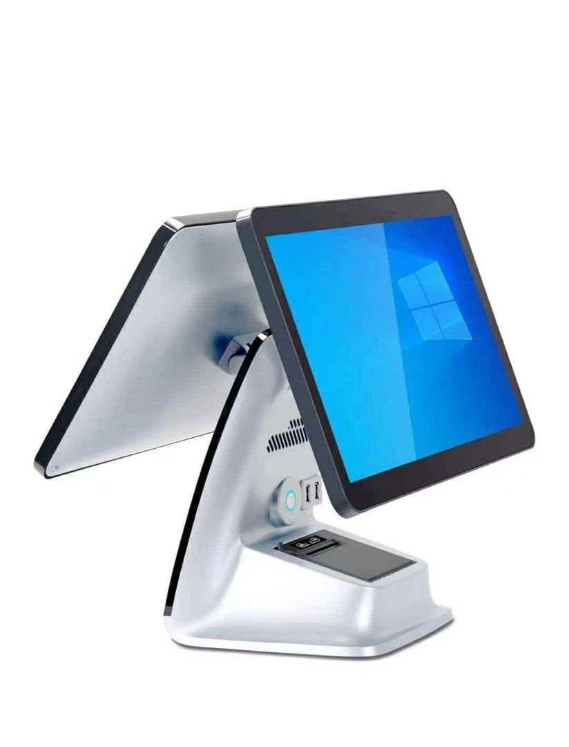 POS System (Category: Desktops) located in Manila. Submitted by jstyle11 (Listing ID 1402581234, Image 2). Description: E8 Dual-Screen POS Machine (Black and white) • Main Screen: 15.6” 1366×768, Brand New • CPU: Intel Core i5-3210M • RAM: DDR3 8GB • SSD: 512GB • System: Windows 10 English Version (Clean Installation) • Built-in Intel 7265 Dual-Band WiFi • Built-in Speaker • No built-in printer • Comes with 5 rolls of 80×60 thermal paper • 12V 7A