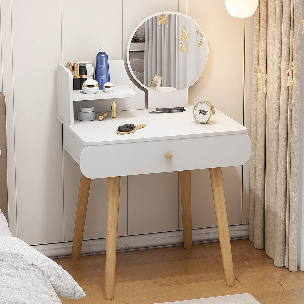 Small Makeup Vanity Table | Compact Bedroom Dressing Desk | Modern ...