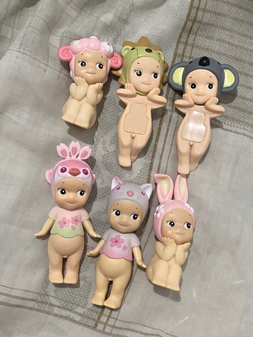 Sonny Angel Figurines and Hippers (Set) (Category: Designer & Blind Box Toys) located in Malilipot. Submitted by vdjnefujeb (Listing ID 1402652634, Image 1). Description: 🌷Sonny Angel Figurines and Hippers (Sold as a set of 6/take all) + a freebie! off - 2 from Cherry Blossom Series (Hanami Edition) - 2 from Cherry Blossom Series (Peaceful Spring Edition) - 2 Animal Hippers (note: the adhesive is still there! i haven’t peeled the protective film