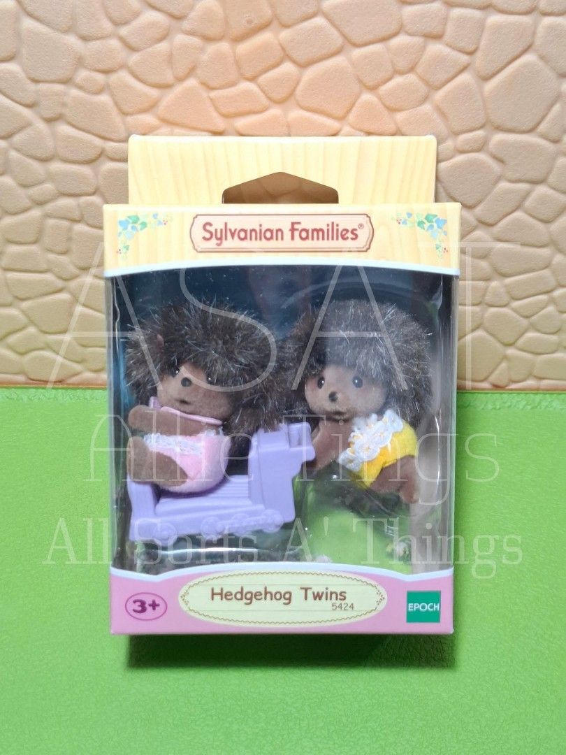 Sylvanian Families Hedgehog Twins (Category: Figurines & Statues) located in Valenzuela. Submitted by allsortsathings.mnl (Listing ID 1402574170, Image 1). Description: AUTHENTIC BRAND NEW -Sylvanian Families Hedgehog Twins set -Includes two hedgehog figures and a purple car LOC: Metro Manila MOP:GCASH .