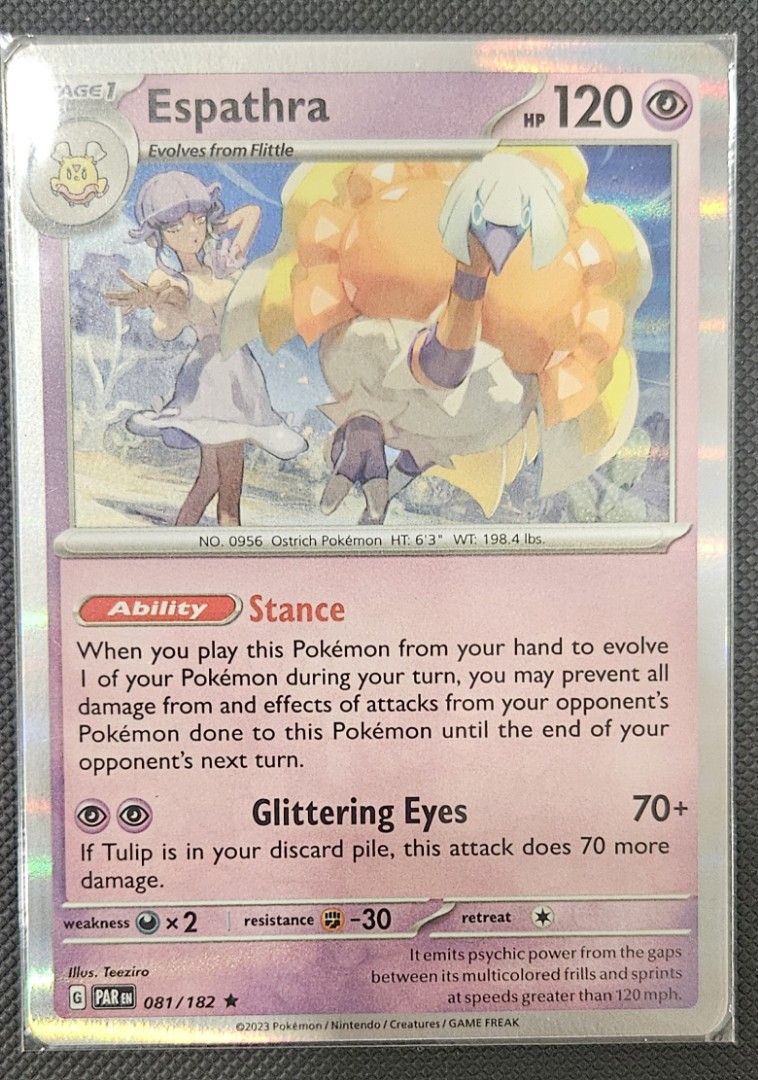 2023 Pokemon Paradox Rift 081 Espathra Holo, Hobbies & Toys, Toys & Games  on Carousell