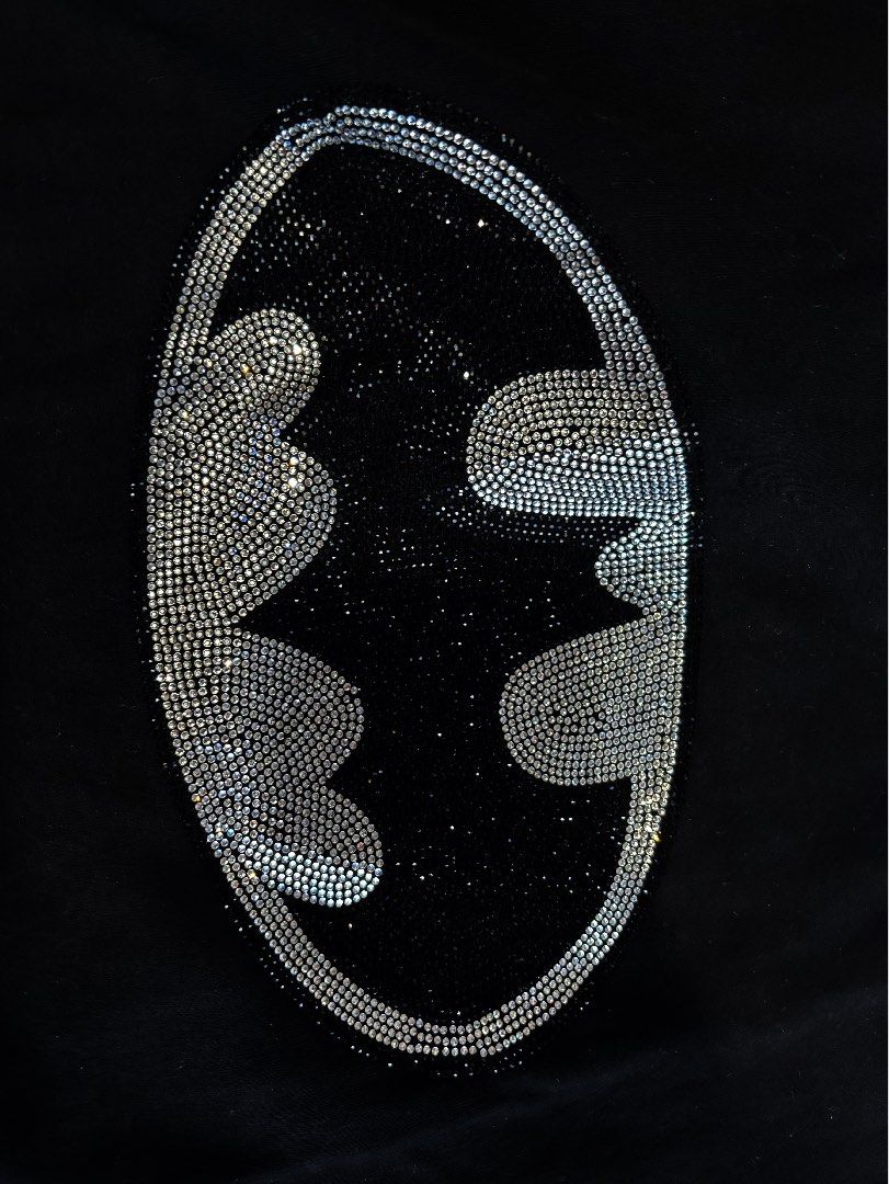 Black Batman Sweatshirt with Rhinestones (Category: Longsleeves) located in Orani. Submitted by cathsclothing (Listing ID 1402711022, Image 3). Description: - Black Batman logo sweatshirt - Embellished with rhinestones - Sleeve zippers - "SMFK" embroidered cuffs - Made of soft material - Tag visible Size: can fit Medium to Large .