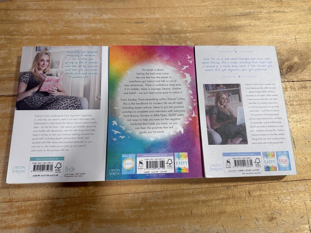 Fearne Cotton Book Set: Happy, Quiet, Calm (Category: Storybooks) located in Baguio. Submitted by previously_purple (Listing ID 1402722410, Image 2). Description: Sold as set 1200 only Last price posted Preloved All in trade paperback Authentic UK copies issue - minor creases - minor dirt stains - minor folds - overall in good condition Shipping nationwide via j&t Shipping fee shouldered by buyers Payment first via Maya and BPI .
