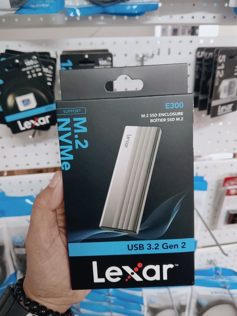 Lexar E300 10Gbps M.2 NVMe SSD Enclosure with Type C to Type C Data Cable (Category: Cables & Adaptors) located in Pasig City. Submitted by technofuseofficial (Listing ID 1402735160, Image 2). Description: Lexar E300 10Gbps M.2 NVMe SSD Enclosure with Type C to Type C Data Cable Brand New and Original Items Store Location: 4F Unit 402, 604 Shaw Boulevard, Barangay Kapitolyo, Pasig City Same Day Delivery: - Lalamove delivery within Metro Manila - 