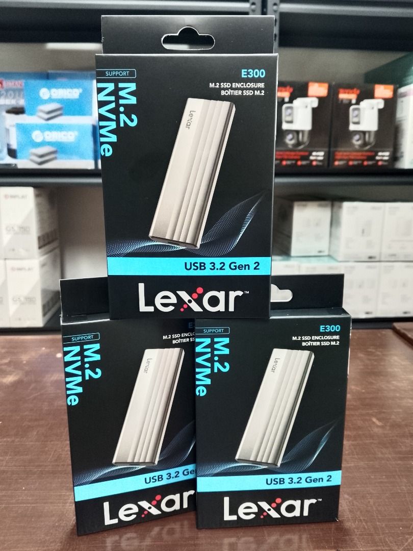 Lexar E300 10Gbps M.2 NVMe SSD Enclosure with Type C to Type C Data Cable (Category: Cables & Adaptors) located in Pasig City. Submitted by technofuseofficial (Listing ID 1402735160, Image 1). Description: Lexar E300 10Gbps M.2 NVMe SSD Enclosure with Type C to Type C Data Cable Brand New and Original Items Store Location: 4F Unit 402, 604 Shaw Boulevard, Barangay Kapitolyo, Pasig City Same Day Delivery: - Lalamove delivery within Metro Manila - 