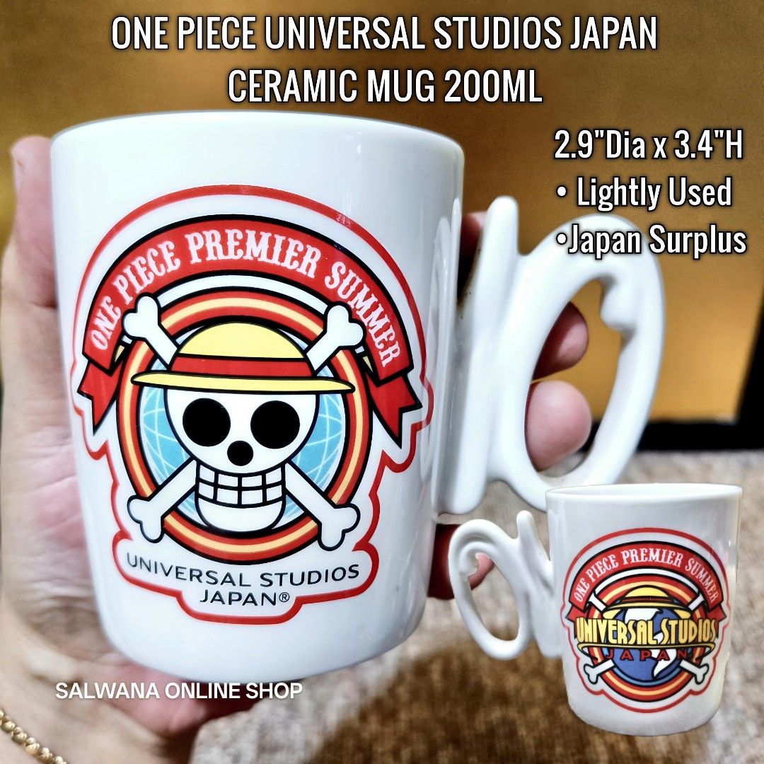 One Piece Universal Studios Japan Ceramic Mug • Japan Surplus (Category: Coffee & Tea Tableware) located in Mabalacat. Submitted by salwanaonlineshop (Listing ID 1402750305, Image 1). Description: ONE PIECE UNIVERSAL STUDIOS JAPAN CERAMIC MUG 200ML • JAPAN SURPLUS 🇯🇵 Lightly Used to Like New Condition 🇯🇵 No issue 🇯🇵 Japan Source 🛒 Follow us on S.H.O.P.E.E and L.A.Z.A.D.A at SALWANA ONLINE SHOP for more rare, vintage, collectible, unique su