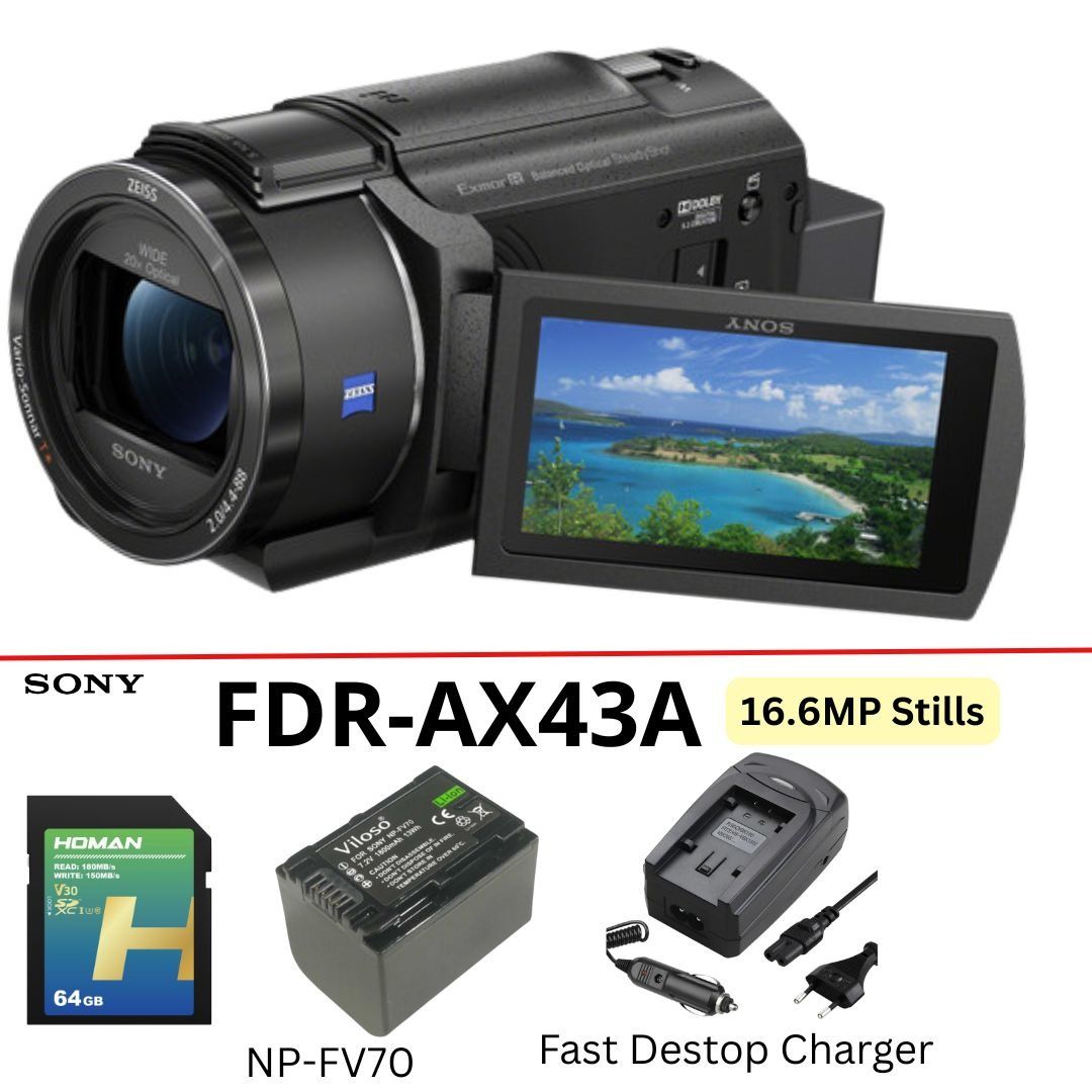 (PM For Best Price) Sony FDR-AX43A UHD 4K Handycam with Exmore R CMOS ...